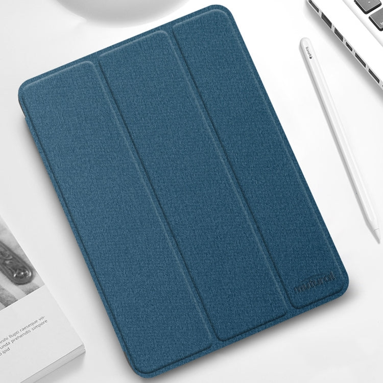For iPad Pro 12.9 2022 / 2021 / 2020 Mutural YASHI Series TPU + PU Cloth Pattern Texture Horizontal Flip Leather Tablet Case with Three-folding Holder & Pen Slot & Wake-up / Sleep Function(Blue) - free shipping - PMC TechLife - Order now!