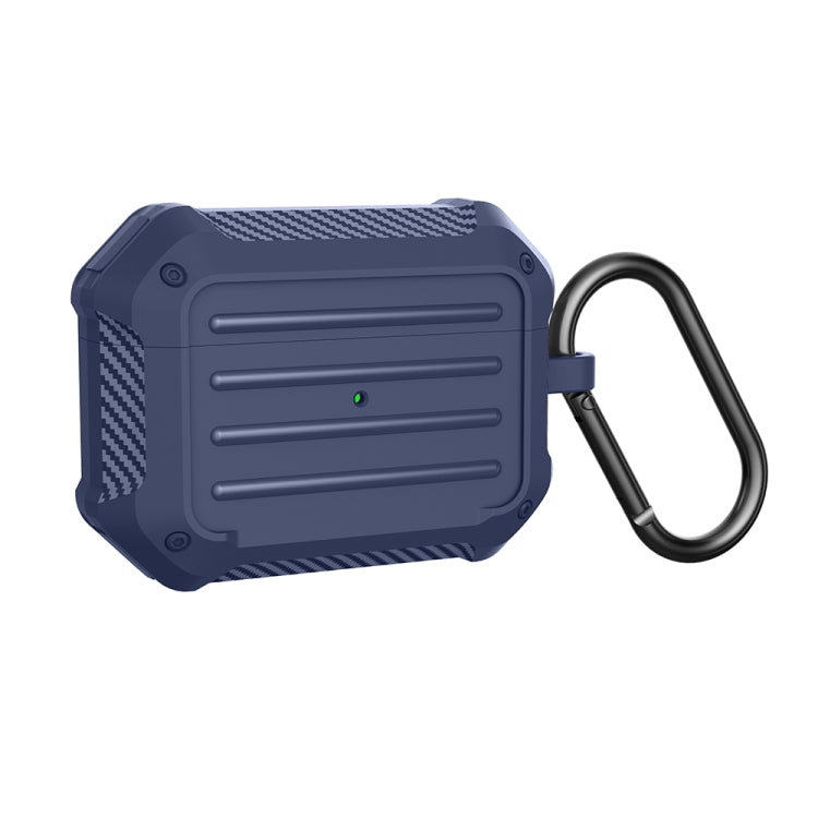 Wireless Earphones Shockproof Carbon Fiber Luggage TPU Protective Case For AirPods Pro(Blue) - For AirPods Pro by PMC TechLife | Online Shopping South Africa | PMC TechLife
