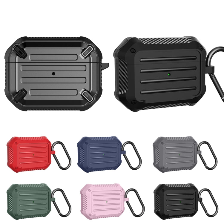 Wireless Earphones Shockproof Carbon Fiber Luggage TPU Protective Case For AirPods Pro(Blue) - For AirPods Pro by PMC TechLife | Online Shopping South Africa | PMC TechLife