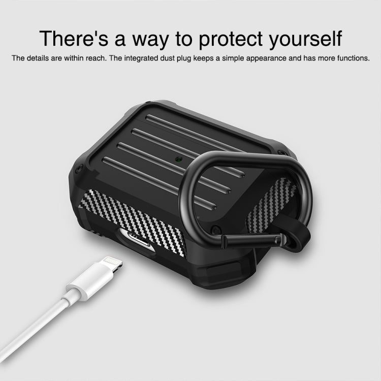 Wireless Earphones Shockproof Carbon Fiber Luggage TPU Protective Case For AirPods Pro(Blue) - For AirPods Pro by PMC TechLife | Online Shopping South Africa | PMC TechLife