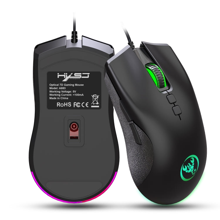 HXSJ A883 7 Keys 6400DPI RGB Light Mechanical Gaming Wired Mouse - Wired Mice by HXSJ | Online Shopping South Africa | PMC TechLife | Buy Now Pay Later Mobicred