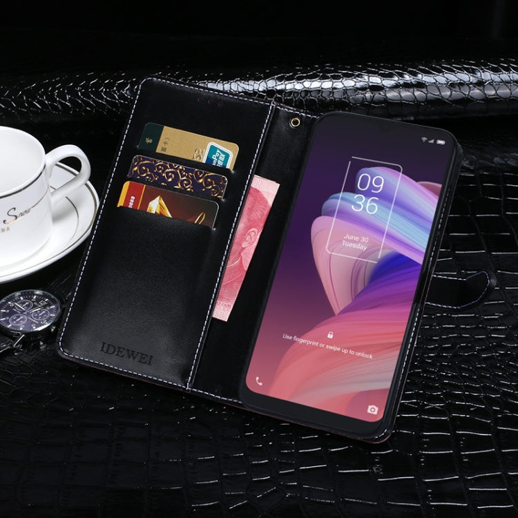For TCL 10 SE idewei Crocodile Texture Horizontal Flip Leather Case with Holder & Card Slots & Wallet(Black) - TCL by idewei | Online Shopping South Africa | PMC Jewellery | Buy Now Pay Later Mobicred