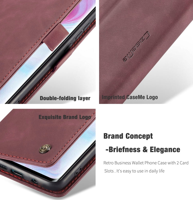 For Xiaomi CC9 Pro CaseMe 013 Multifunctional Horizontal Flip Leather Case with Holder & Card Slot & Wallet(Wine Red) - free shipping - PMC Jewellery - Order now!