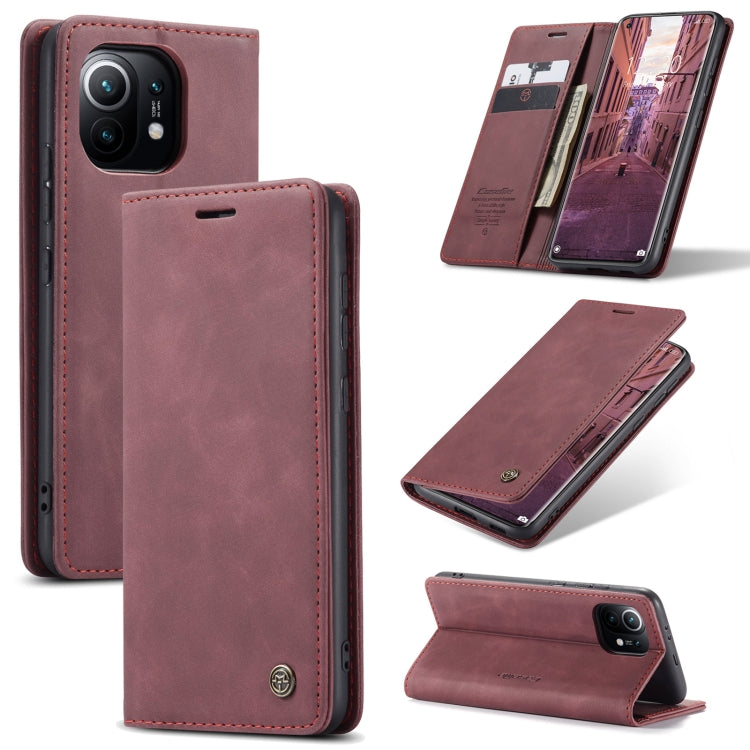 For Xiaomi Mi 11 CaseMe 013 Multifunctional Horizontal Flip Leather Case with Holder & Card Slot & Wallet(Wine Red) - free shipping - PMC Jewellery - Order now!