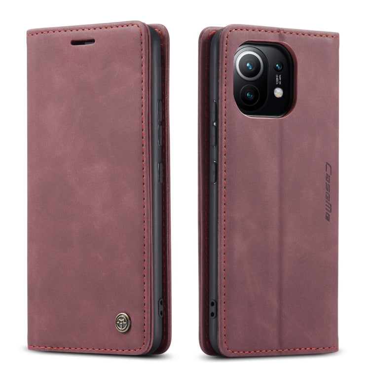 For Xiaomi Mi 11 CaseMe 013 Multifunctional Horizontal Flip Leather Case with Holder & Card Slot & Wallet(Wine Red) - free shipping - PMC Jewellery - Order now!