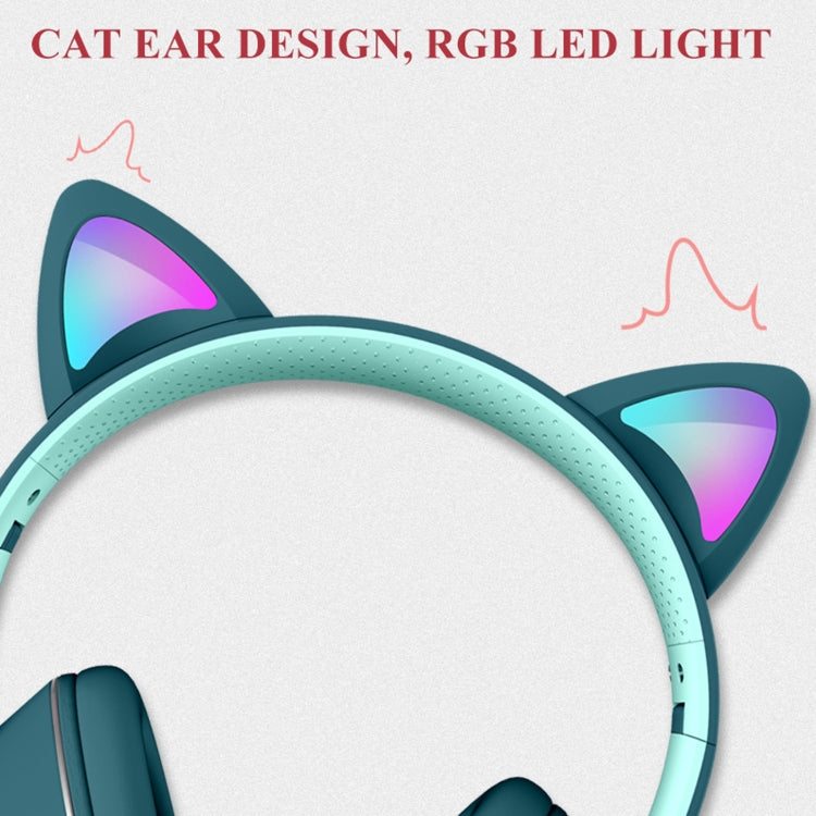 AKZ-022 USB + 3.5mm Port Cat Ear Design Foldable LED Headset with Mic(Pink) - free shipping - PMC Jewellery - Order now!