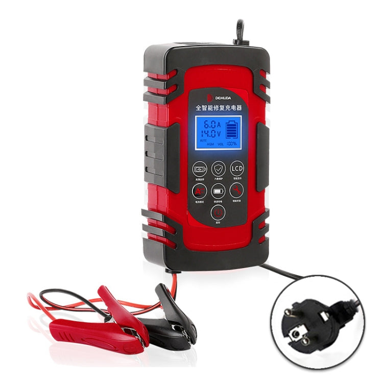 DEMUDA DC-80 Car Battery Charger 12V/24V Intelligent Pulse Repair Type Lead-acid Battery, Plug Type:EU Plug(Red) - Battery Charger by PMC TechLife | Online Shopping South Africa | PMC TechLife | Buy Now Pay Later Mobicred