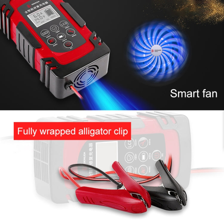 DEMUDA DC-80 Car Battery Charger 12V/24V Intelligent Pulse Repair Type Lead-acid Battery, Plug Type:EU Plug(Red) - Battery Charger by PMC TechLife | Online Shopping South Africa | PMC TechLife | Buy Now Pay Later Mobicred