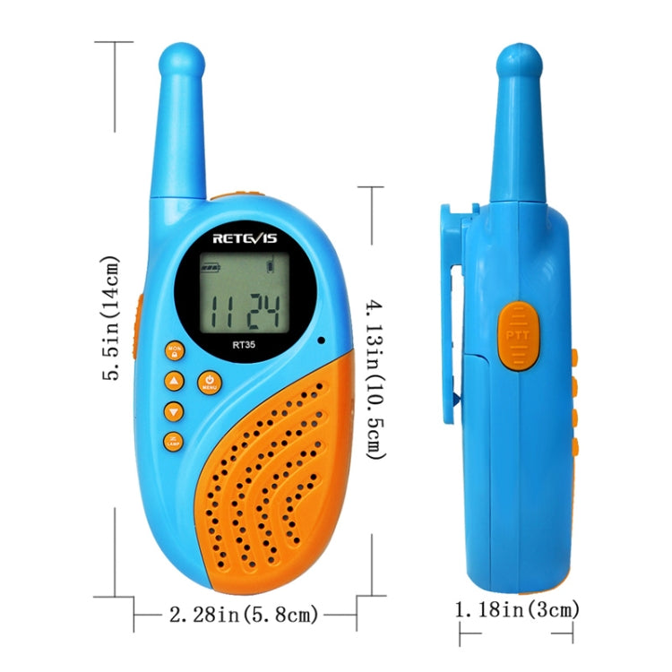 1 Pair RETEVIS RT35 0.5W US Frequency 462.550-467.7125MHz 22CH Handheld Children Walkie Talkie(Blue) - free shipping - PMC Jewellery - Order now!