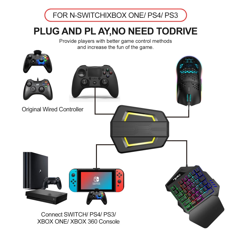 HXSJ P6+V100+J900 Keyboard Mouse Converter + One-handed Keyboard + Gaming Mouse Set - free shipping - PMC Jewellery - Order now!