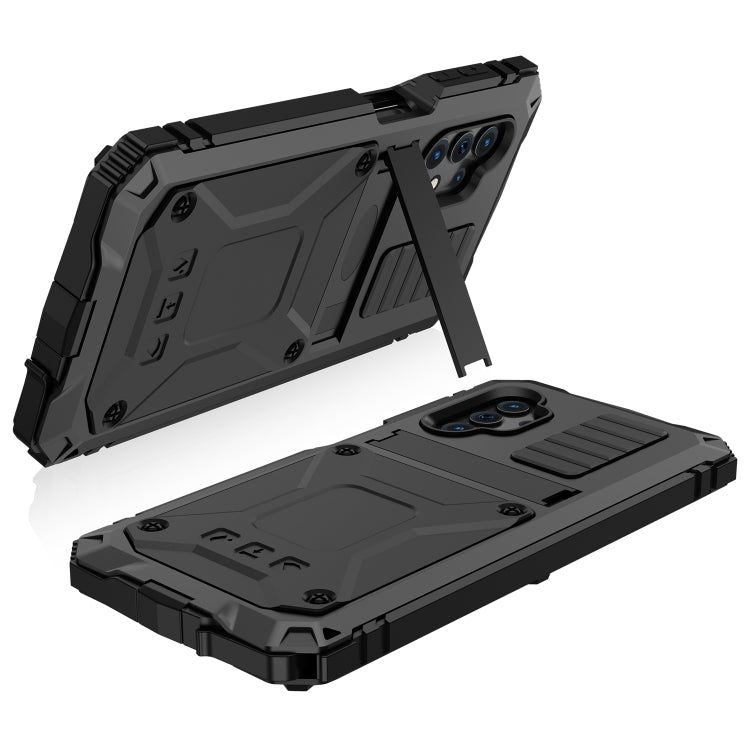 For Samsung Galaxy A32 5G / M32 5G R-JUST Waterproof Shockproof Dustproof Metal + Silicone Protective Case with Holder(Black) - Galaxy Phone Cases by R-JUST | Online Shopping South Africa | PMC TechLife | Buy Now Pay Later Mobicred