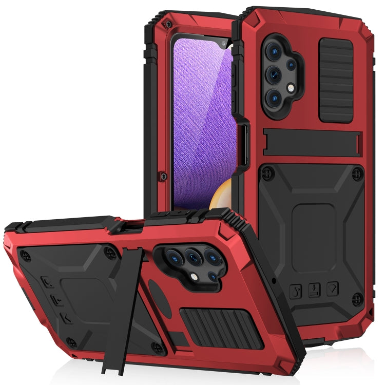 For Samsung Galaxy A32 5G / M32 5G R-JUST Waterproof Shockproof Dustproof Metal + Silicone Protective Case with Holder(Red) - free shipping - PMC TechLife - Order now!