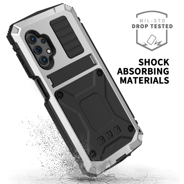 For Samsung Galaxy A32 5G / M32 5G R-JUST Waterproof Shockproof Dustproof Metal + Silicone Protective Case with Holder(Silver) - Galaxy Phone Cases by R-JUST | Online Shopping South Africa | PMC TechLife | Buy Now Pay Later Mobicred