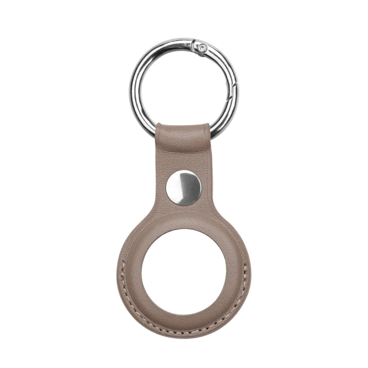 Anti-scratch Top-layer Cowhide Leather Case Cover with Switchable Keychain Ring for AirTag(Grey) - Key Chain Series by PMc TechLife | Online Shopping South Africa | PMc TechLife | Buy Now Pay Later Mobicred