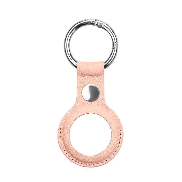Anti-scratch Top-layer Cowhide Leather Case Cover with Switchable Keychain Ring for AirTag(Rose Pink) - Key Chain Series by PMc TechLife | Online Shopping South Africa | PMc TechLife | Buy Now Pay Later Mobicred