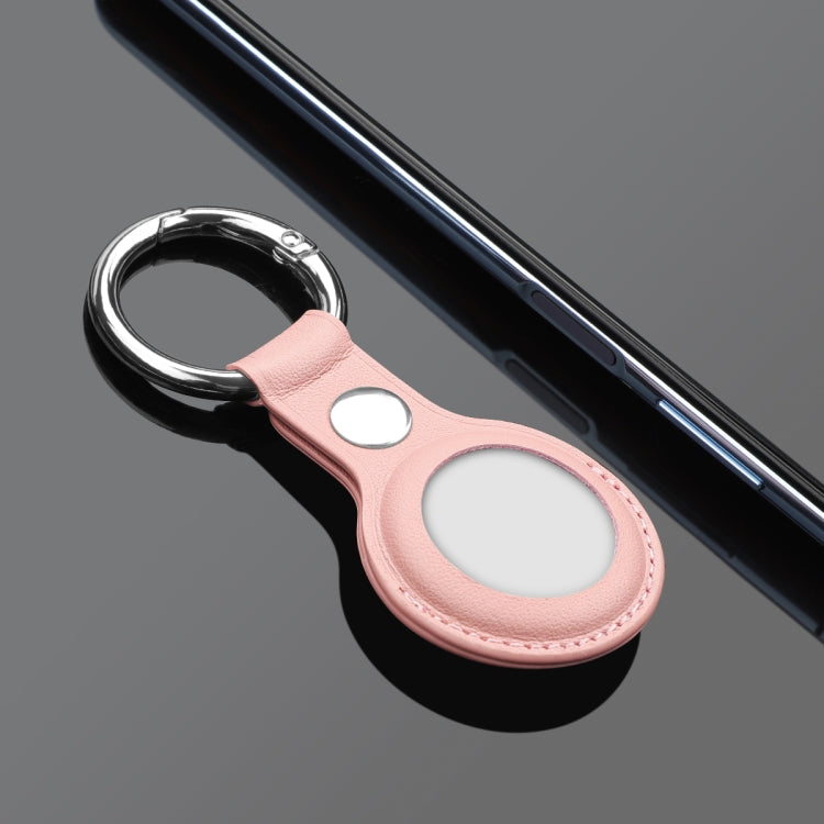Anti-scratch Top-layer Cowhide Leather Case Cover with Switchable Keychain Ring for AirTag(Rose Pink) - Key Chain Series by PMc TechLife | Online Shopping South Africa | PMc TechLife | Buy Now Pay Later Mobicred