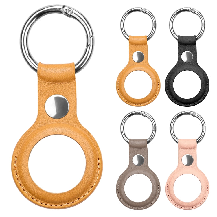 Anti-scratch Top-layer Cowhide Leather Case Cover with Switchable Keychain Ring for AirTag(Black) - Key Chain Series by PMc TechLife | Online Shopping South Africa | PMc TechLife | Buy Now Pay Later Mobicred