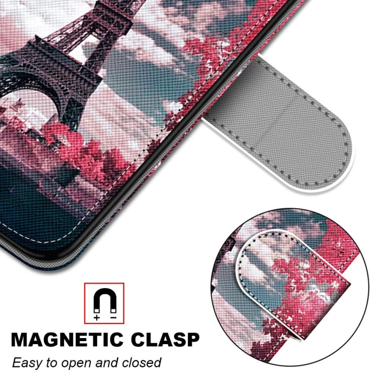 For OPPO A9 (2020) / A5 (2020) / A11X / A11 Coloured Drawing Cross Texture Horizontal Flip PU Leather Case with Holder & Card Slots & Wallet & Lanyard(Pink Flower Tower Bridge) - OPPO Cases by PMC TechLife | Online Shopping South Africa | PMC TechLife