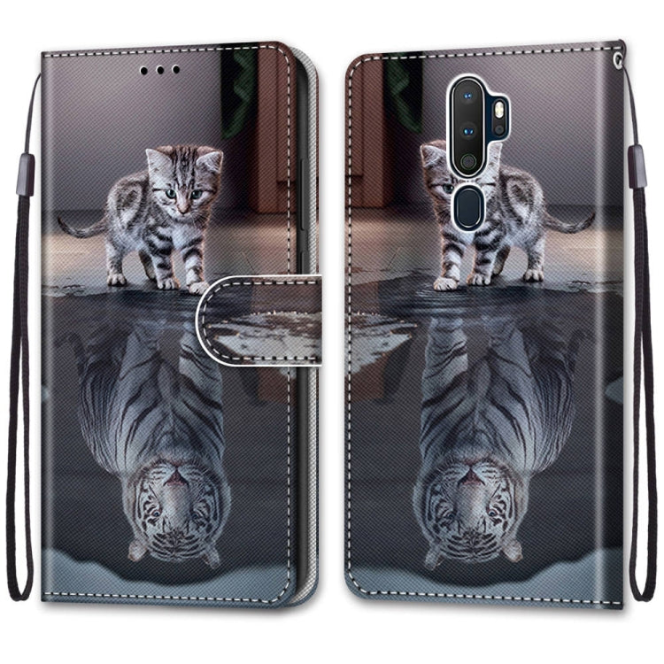 For OPPO A9 (2020) / A5 (2020) / A11X / A11 Coloured Drawing Cross Texture Horizontal Flip PU Leather Case with Holder & Card Slots & Wallet & Lanyard(Cat Becomes Tiger) - OPPO Cases by PMC TechLife | Online Shopping South Africa | PMC TechLife