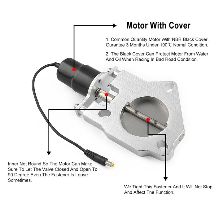 Universal Car Stainless Steel Racing Electric Exhaust Cutout Valves Control Motor, Size:2.25 inch - Exhaust Pipes by PMC TechLife | Online Shopping South Africa | PMC TechLife | Buy Now Pay Later Mobicred