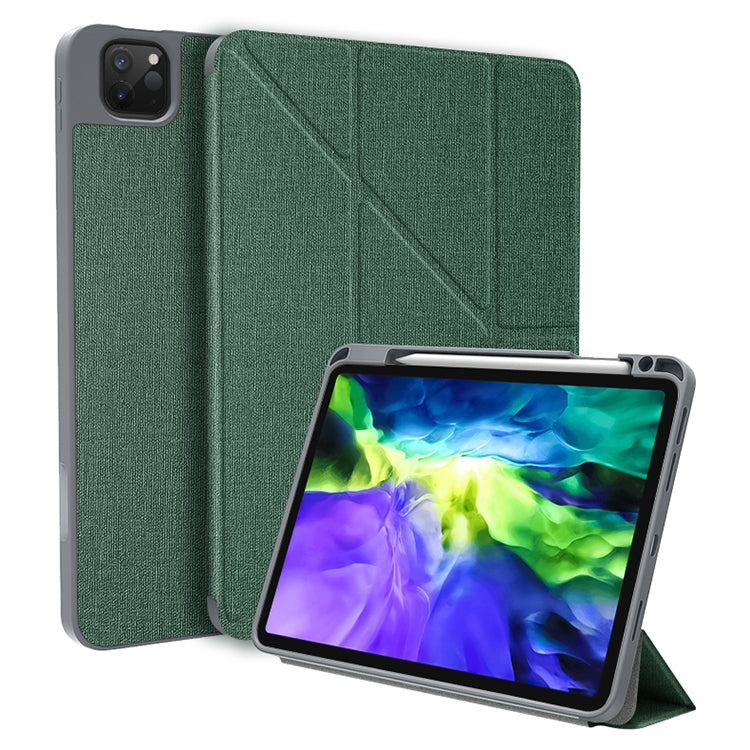 For iPad Pro 12.9 2022 / 2021 / 2020 Mutural Multi-fold Smart Leather Tablet Case(Dark Green) - free shipping - PMC TechLife - Order now!