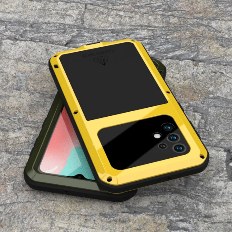 For Samsung Galaxy A32 5G LOVE MEI Metal Shockproof Waterproof Dustproof Protective Case with Glass(Army Green) - free shipping - PMC TechLife - Order now!