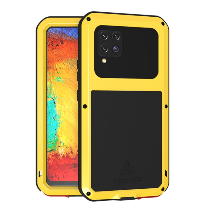 For Samsung Galaxy A42 LOVE MEI Metal Shockproof Waterproof Dustproof Protective Case with Glass(Yellow) - free shipping - PMC TechLife - Order now!