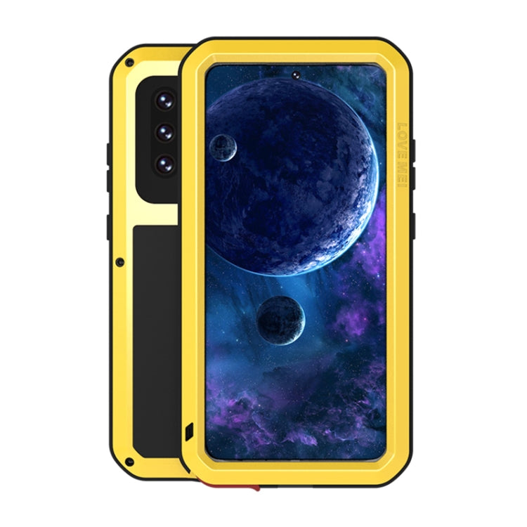 For Samsung Galaxy A52 5G / 4G LOVE MEI Metal Shockproof Waterproof Dustproof Protective Case with Glass(Yellow) - Galaxy Phone Cases by LOVE MEI | Online Shopping South Africa | PMC TechLife | Buy Now Pay Later Mobicred