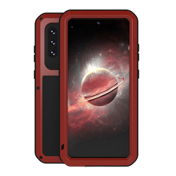 For Samsung Galaxy A72 5G / 4G LOVE MEI Metal Shockproof Waterproof Dustproof Protective Case with Glass(Red) - free shipping - PMC TechLife - Order now!