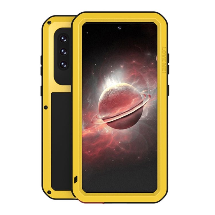 For Samsung Galaxy A72 5G / 4G LOVE MEI Metal Shockproof Waterproof Dustproof Protective Case with Glass(Yellow) - free shipping - PMC TechLife - Order now!
