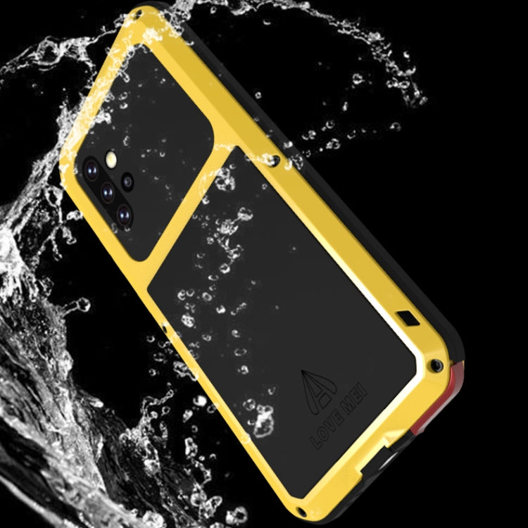 For Samsung Galaxy A72 5G / 4G LOVE MEI Metal Shockproof Waterproof Dustproof Protective Case with Glass(Yellow) - free shipping - PMC TechLife - Order now!