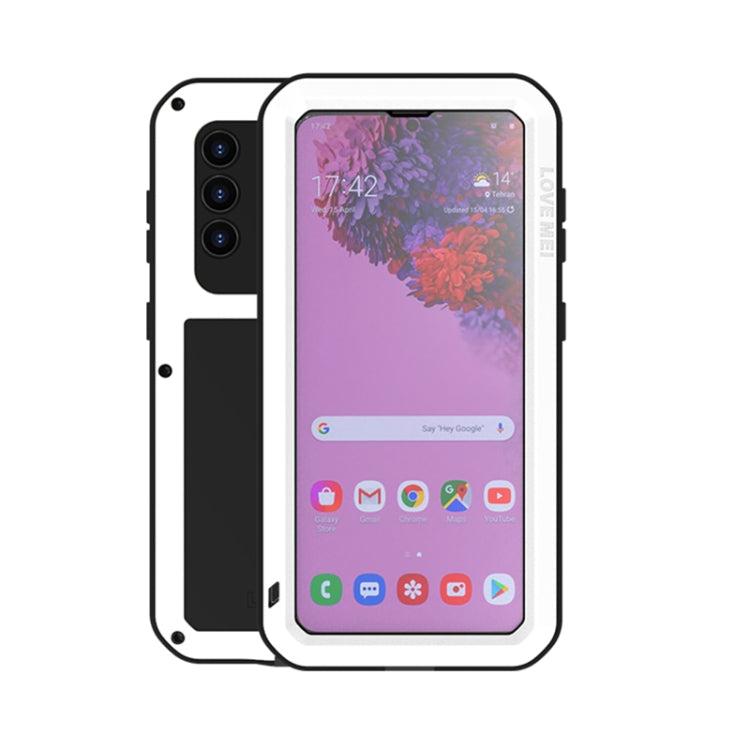 For Samsung Galaxy S21 5G LOVE MEI Metal Shockproof Waterproof Dustproof Protective Case with Glass(White) - free shipping - PMC TechLife - Order now!