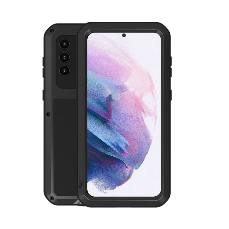 For Samsung Galaxy S21+ 5G LOVE MEI Metal Shockproof Waterproof Dustproof Protective Case with Glass(Black) - free shipping - PMC TechLife - Order now!