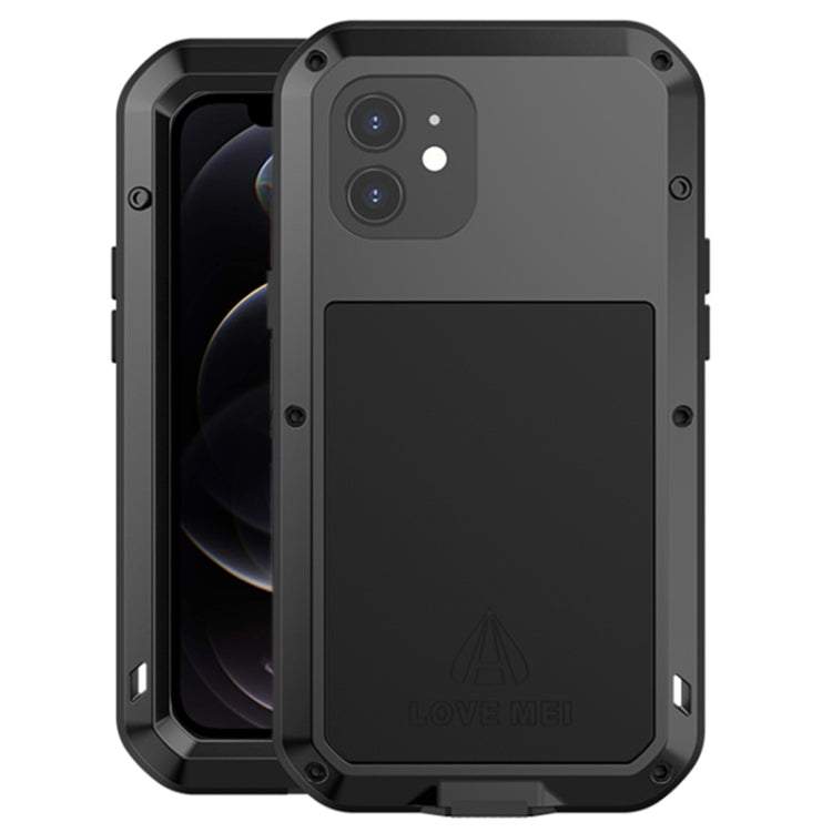 For iPhone 12 LOVE MEI Metal Shockproof Life Waterproof Dustproof Protective Case(Black) - iPhone 12 / 12 Pro Cases by LOVE MEI | Online Shopping South Africa | PMC TechLife | Buy Now Pay Later Mobicred