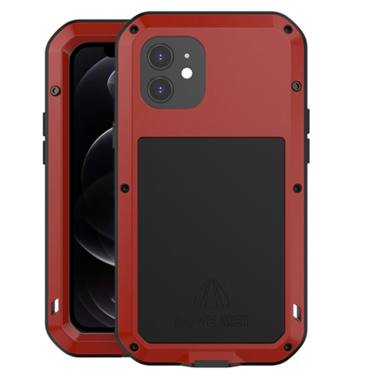 For iPhone 12 LOVE MEI Metal Shockproof Life Waterproof Dustproof Protective Case(Red) - iPhone 12 / 12 Pro Cases by LOVE MEI | Online Shopping South Africa | PMC TechLife | Buy Now Pay Later Mobicred