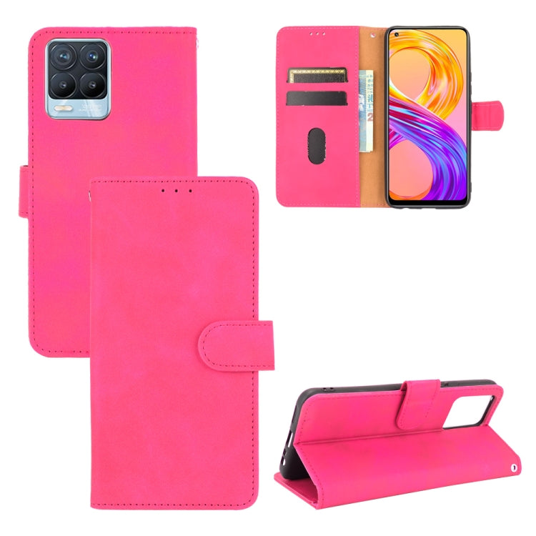For Realme 8 / Realme 8 Pro Solid Color Skin Feel Magnetic Buckle Horizontal Flip Calf Texture PU Leather Case with Holder & Card Slots & Wallet(Rose Red) - free shipping - PMC TechLife - Order now!