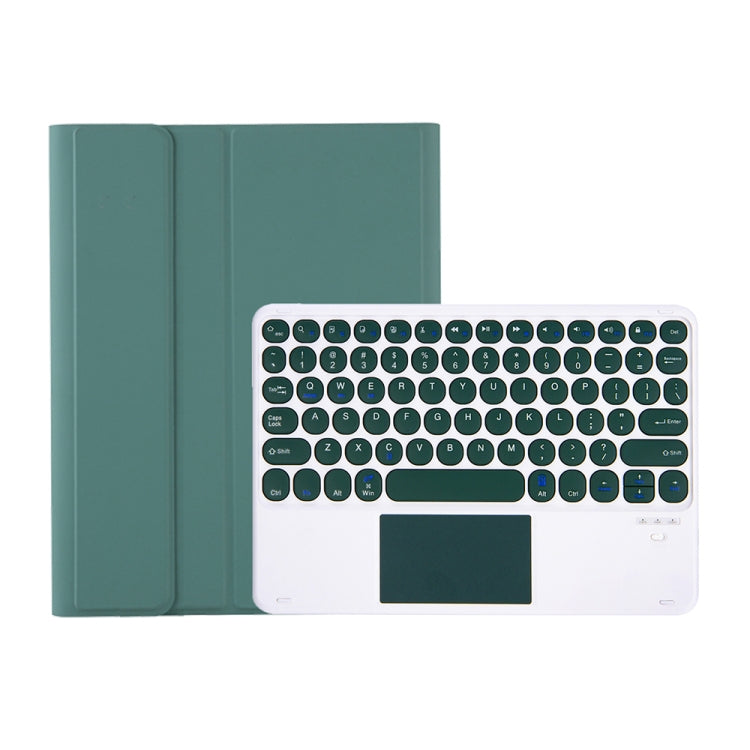 YT098B-A Detachable Candy Color Skin Feel Texture Round Keycap Bluetooth Keyboard Leather Case with Touch Control For  iPad Air 4 10.9 2020 / Air 5 10.9 2022 (Dark Green) - For iPad Air by PMC TechLife | Online Shopping South Africa | PMC TechLife