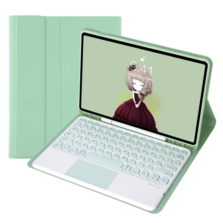 YT098B-A Detachable Candy Color Skin Feel Texture Round Keycap Bluetooth Keyboard Leather Case with Touch Control For  iPad Air 4 10.9 2020 / Air 5 10.9 2022 (Light Green) - For iPad Air by PMC TechLife | Online Shopping South Africa | PMC TechLife