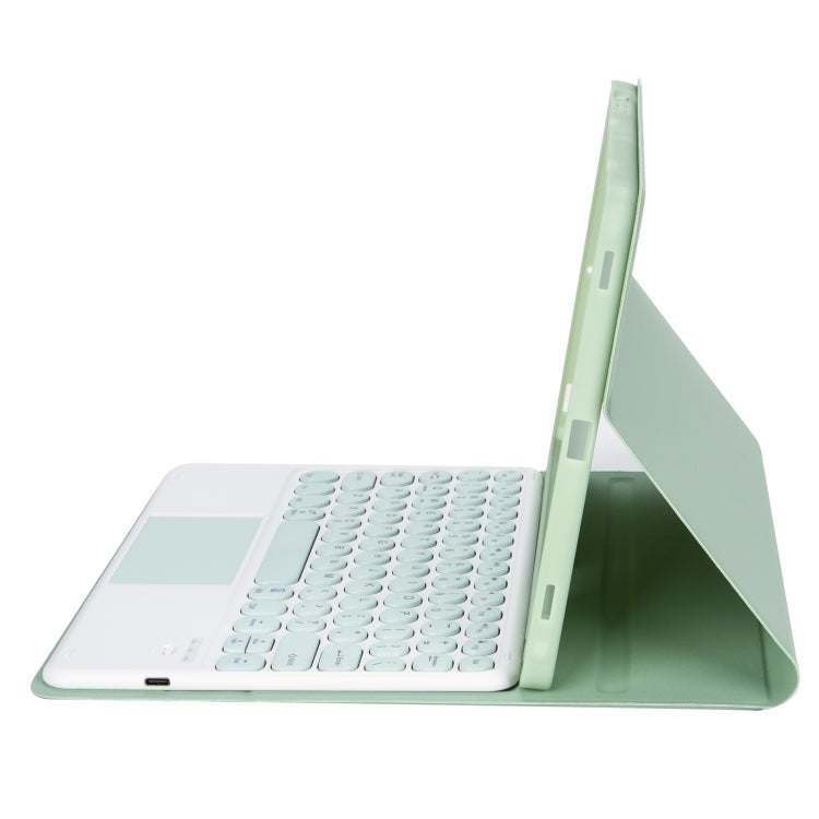 YT098B-A Detachable Candy Color Skin Feel Texture Round Keycap Bluetooth Keyboard Leather Case with Touch Control For  iPad Air 4 10.9 2020 / Air 5 10.9 2022 (Light Green) - For iPad Air by PMC TechLife | Online Shopping South Africa | PMC TechLife