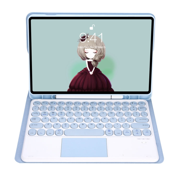 YT098B-A Detachable Candy Color Skin Feel Texture Round Keycap Bluetooth Keyboard Leather Case with Touch Control For  iPad Air 4 10.9 2020 / Air 5 10.9 2022 (White Ice) - For iPad Air by PMC TechLife | Online Shopping South Africa | PMC TechLife
