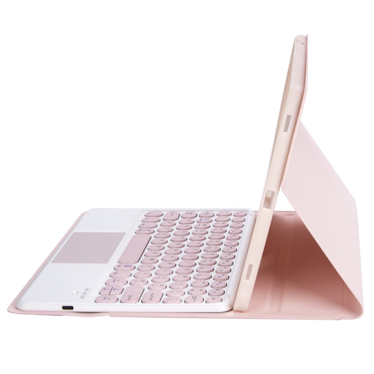 YT11B-A Detachable Candy Color Skin Feel Texture Round Keycap Bluetooth Keyboard Leather Case with Touch Control For iPad Air 4 2020 / Air 5 2022 / Pro 11 inch 2022 / 2021 / 2020 / 2018(Pink) - For iPad Pro by PMC TechLife | Online Shopping South Africa | PMC TechLife | Buy Now Pay Later Mobicred