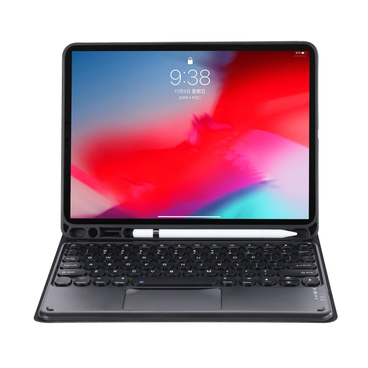 YT102B-A Detachable Candy Color Skin Feel Texture Round Keycap Bluetooth Keyboard Leather Case with Touch Control For iPad 10.2 2020 & 2019 / Air 2019 / Pro 10.5 inch(Black) - Universal by PMC TechLife | Online Shopping South Africa | PMC TechLife