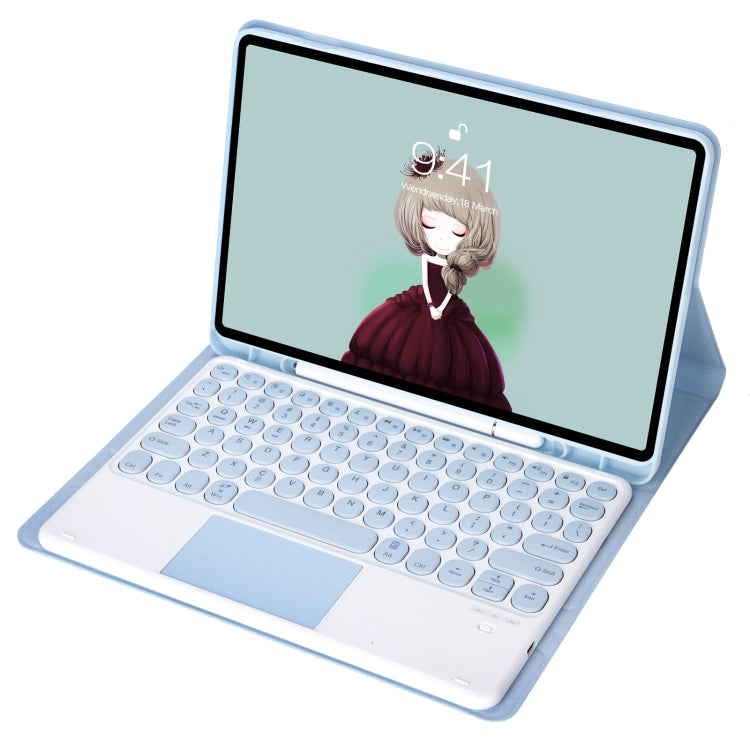 YT102B-A Detachable Candy Color Skin Feel Texture Round Keycap Bluetooth Keyboard Leather Case with Touch Control For iPad 10.2 2020 & 2019 / Air 2019 / Pro 10.5 inch(White Ice) - free shipping - PMC TechLife - Order now!