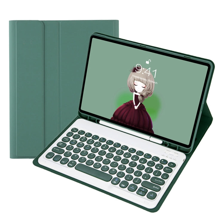 YT098B Detachable Candy Color Skin Feel Texture Round Keycap Bluetooth Keyboard Leather Case For iPad Air 11 2024 / 2025 / Air 4 10.9 2020 / Air 5 10.9 2022 (Dark Green) - For iPad Air by PMC TechLife | Online Shopping South Africa | PMC TechLife | Buy Now Pay Later Mobicred