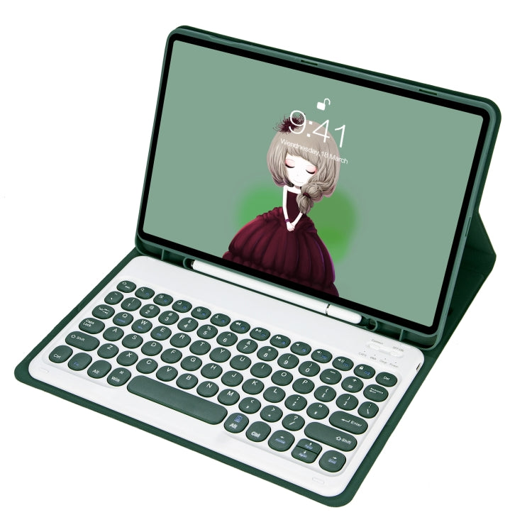 YT11B Detachable Candy Color Skin Feel Texture Round Keycap Bluetooth Keyboard Leather Case For iPad Pro 11 inch 2020 & 2018(Dark Green) - For iPad Pro by PMC TechLife | Online Shopping South Africa | PMC TechLife