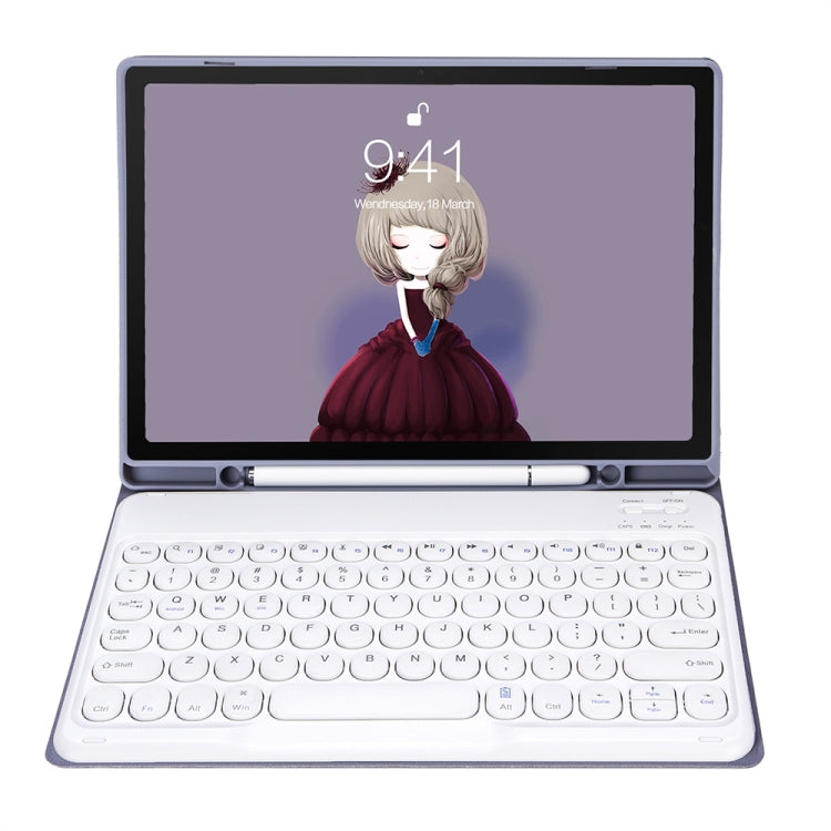 YT07B Detachable Candy Color Skin Feel Texture Round Keycap Bluetooth Keyboard Leather Case For iPad 9.7 inch 2018 & 2017 / Pro 9.7 inch / Air 2 / Air(Purple) - Universal by PMC TechLife | Online Shopping South Africa | PMC TechLife