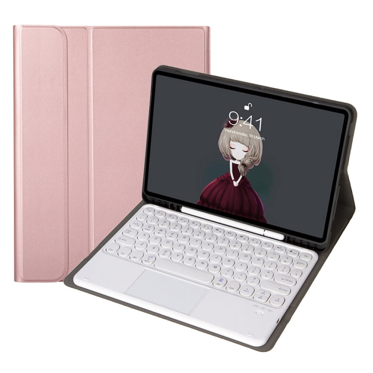 YA098B-A Detachable Lambskin Texture Round Keycap Bluetooth Keyboard Leather Tablet Case with Touch Control & Pen Slot & Stand For iPad Air 4 10.9 inch (2020) / Pro 11 inch (2020) & (2018)(Rose Gold) - Universal by PMC TechLife | Online Shopping South Africa | PMC TechLife