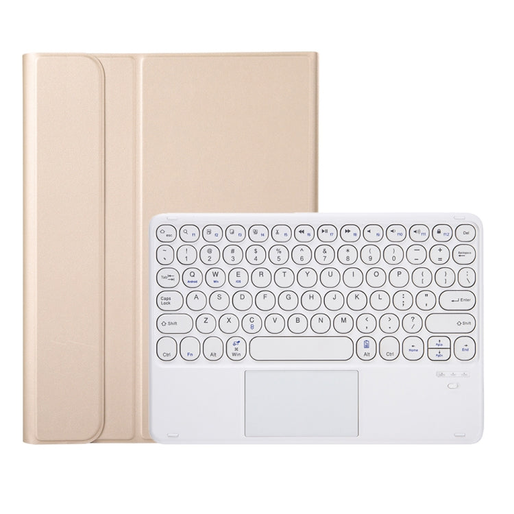 YA102B-A Detachable Lambskin Texture Round Keycap Bluetooth Keyboard Leather Tablet Case with Touch Control & Pen Slot & Stand For iPad 10.2 (2020) & (2019) / Air 3 10.5 inch / Pro 10.5 inch(Gold) - free shipping - PMC TechLife - Order now!