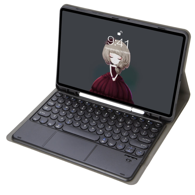 YA07B-A Detachable Lambskin Texture Round Keycap Bluetooth Keyboard Leather Tablet Case with Touch Control & Pen Slot & Stand For iPad 9.7 inch (2018) & (2017) / Pro 9.7 inch / Air 2 / Air(Black) - Universal by PMC TechLife | Online Shopping South Africa | PMC TechLife