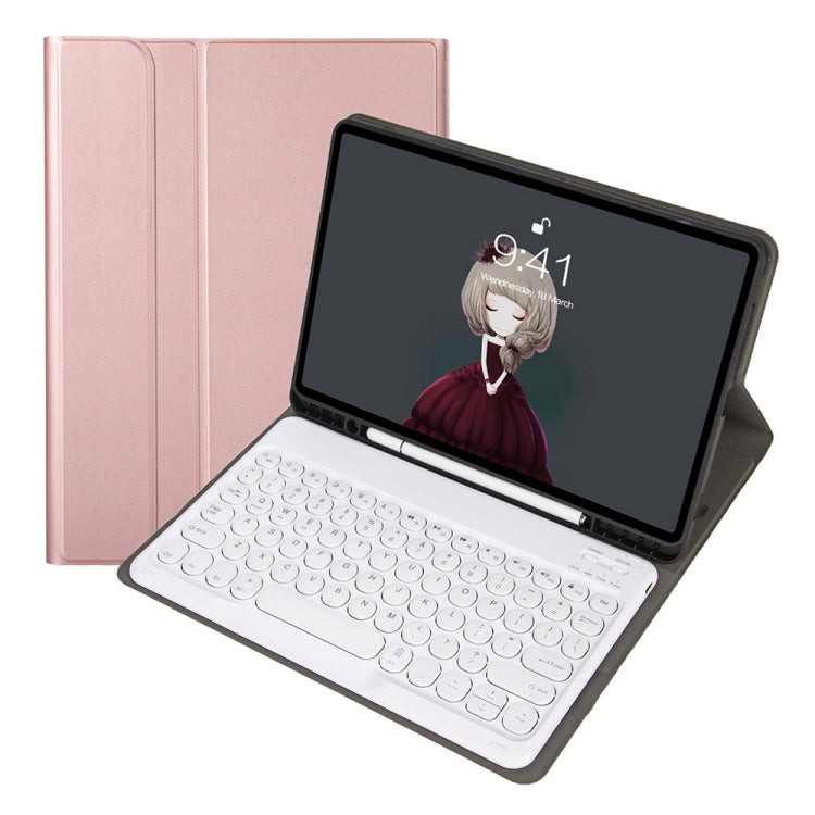 YA07B Detachable Lambskin Texture Round Keycap Bluetooth Keyboard Leather Tablet Case with Pen Slot & Stand For iPad 9.7 inch (2018) & (2017) / Pro 9.7 inch / Air 2 /Air(Rose Gold) - Universal by PMC TechLife | Online Shopping South Africa | PMC TechLife